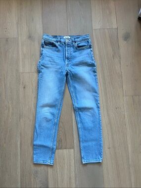 Re/Done Light Blue High-Rise Straight Jeans